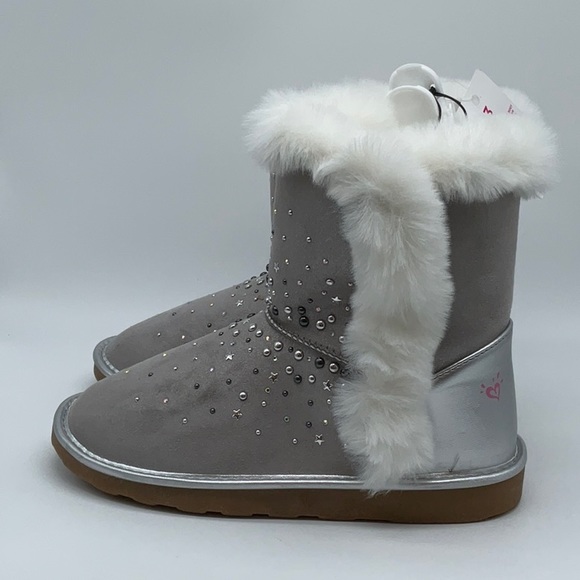 Justice Shoes Justice Embellished Fur Boot Silver Poshmark